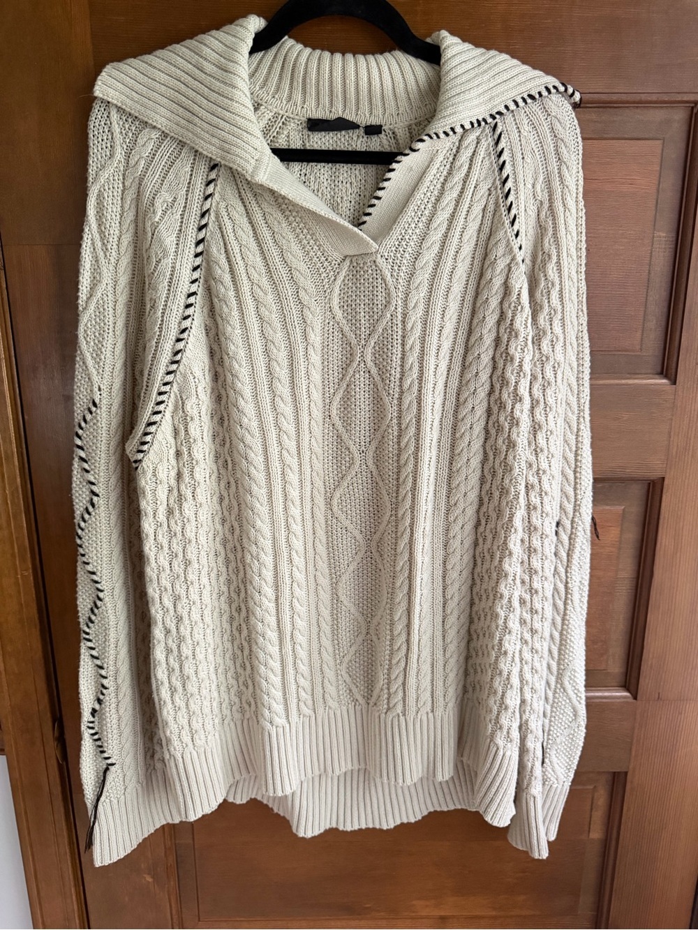 RD STYLE CREAM CABLE KNIT SWEATER